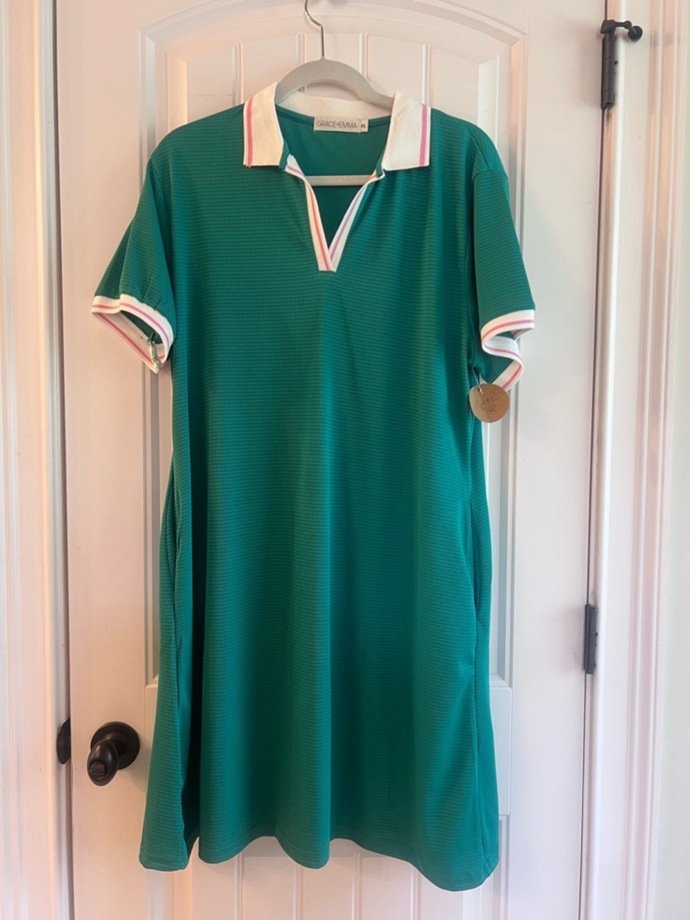 Gracia Green Polo Mini Dress with Contrast Trim